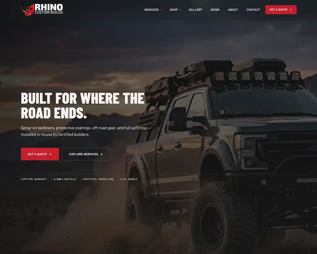 Rhino Custom Builds website