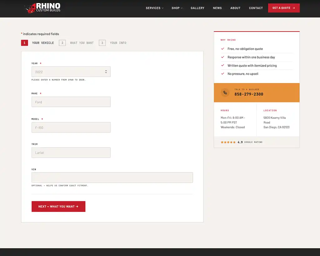 Rhino Custom Builds screenshot 5