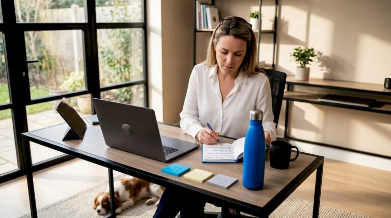 Small business owner planning website pages