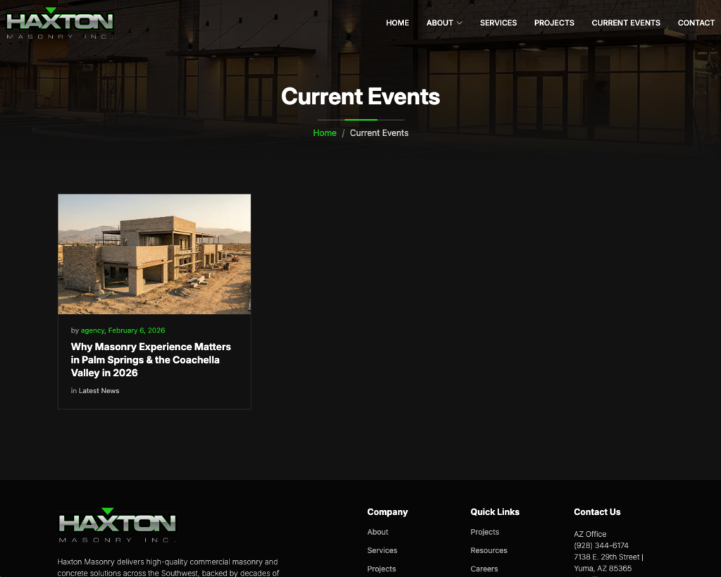 Haxton Masonry website project view 7
