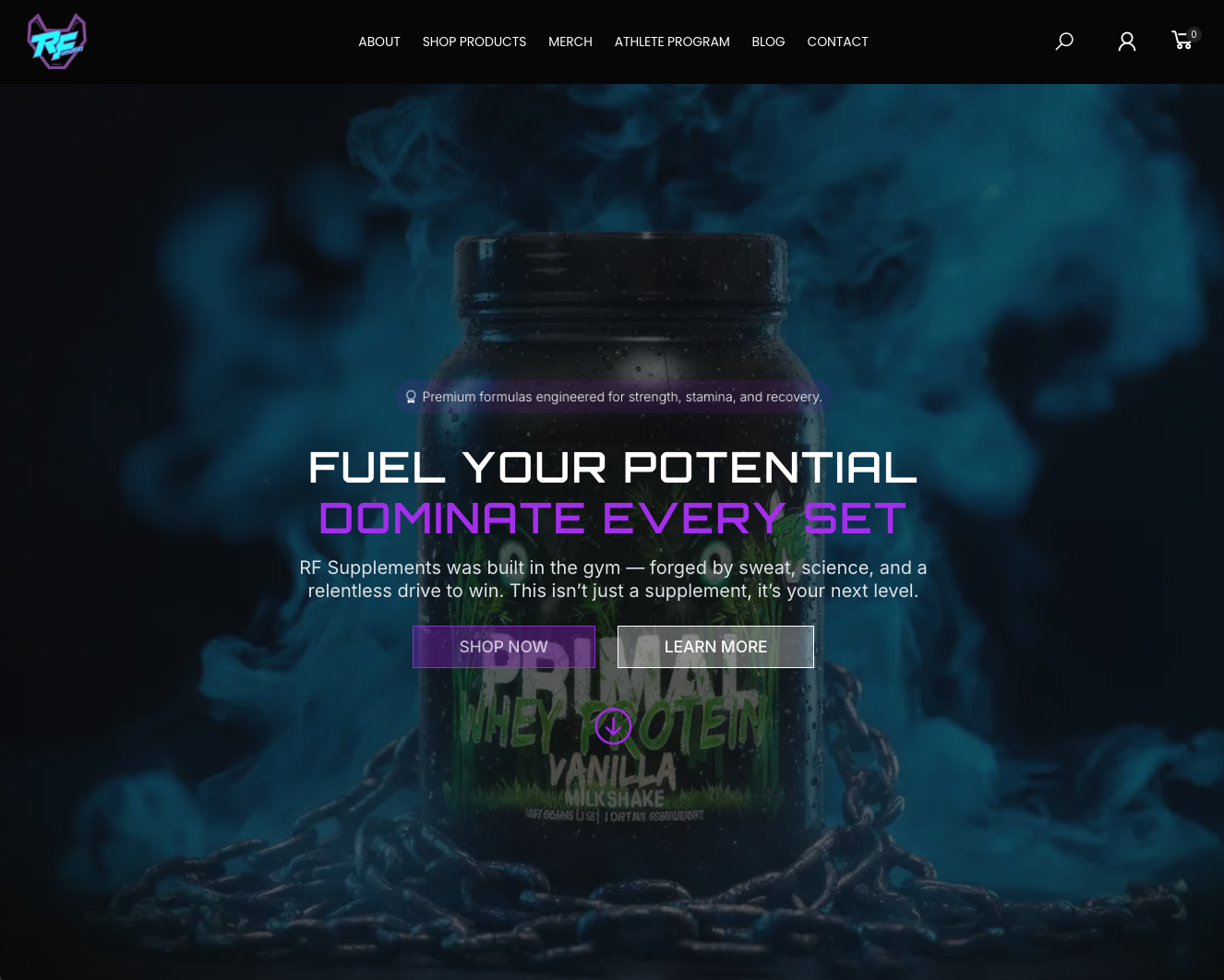 RF Supplements website project screenshot