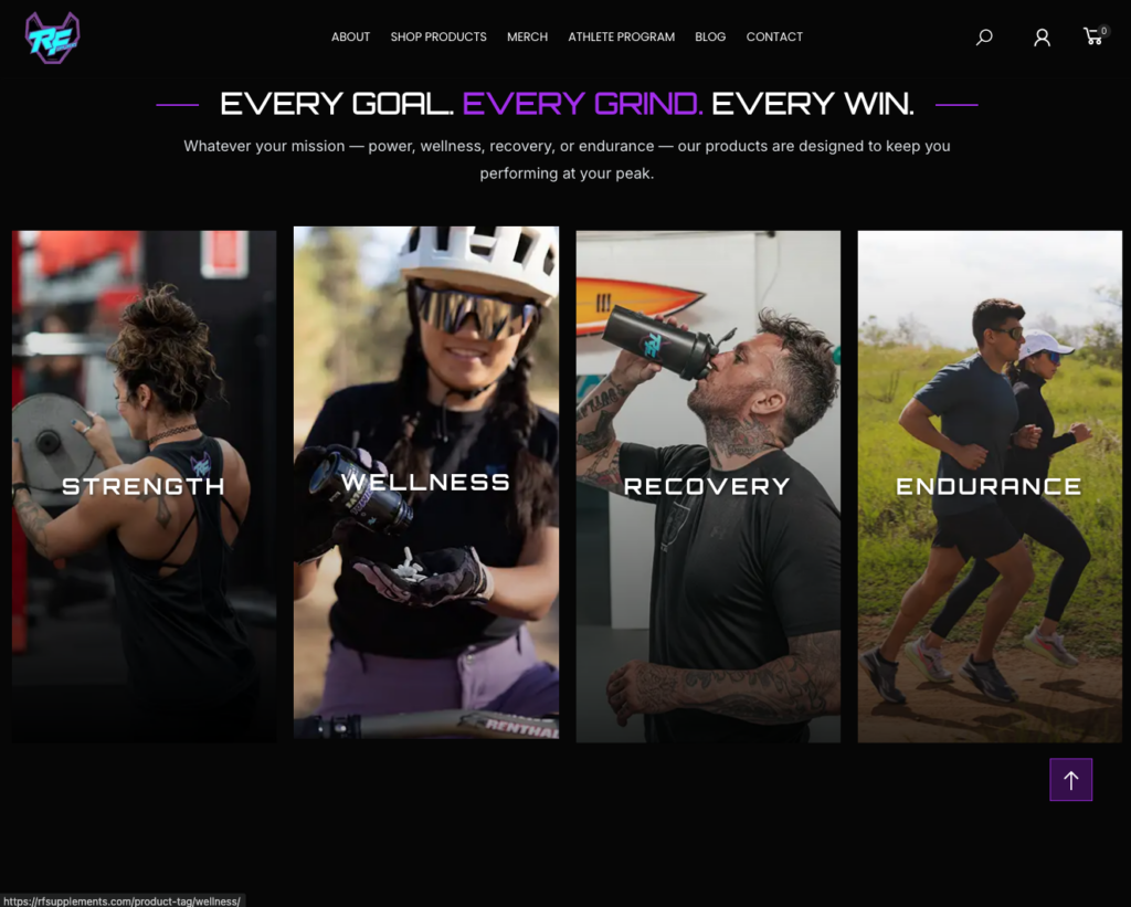 RF Supplements website project view 2