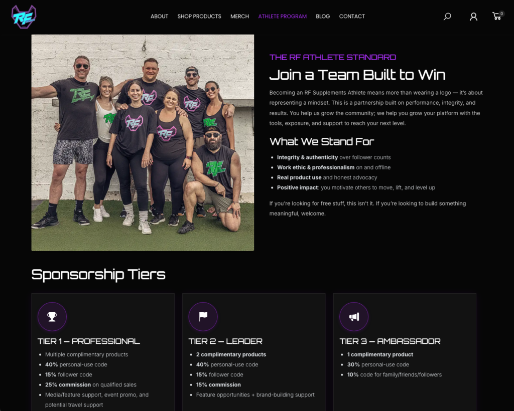 RF Supplements website project view 3