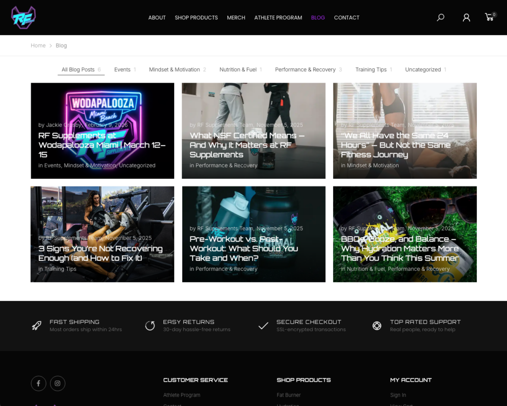 RF Supplements website project view 4