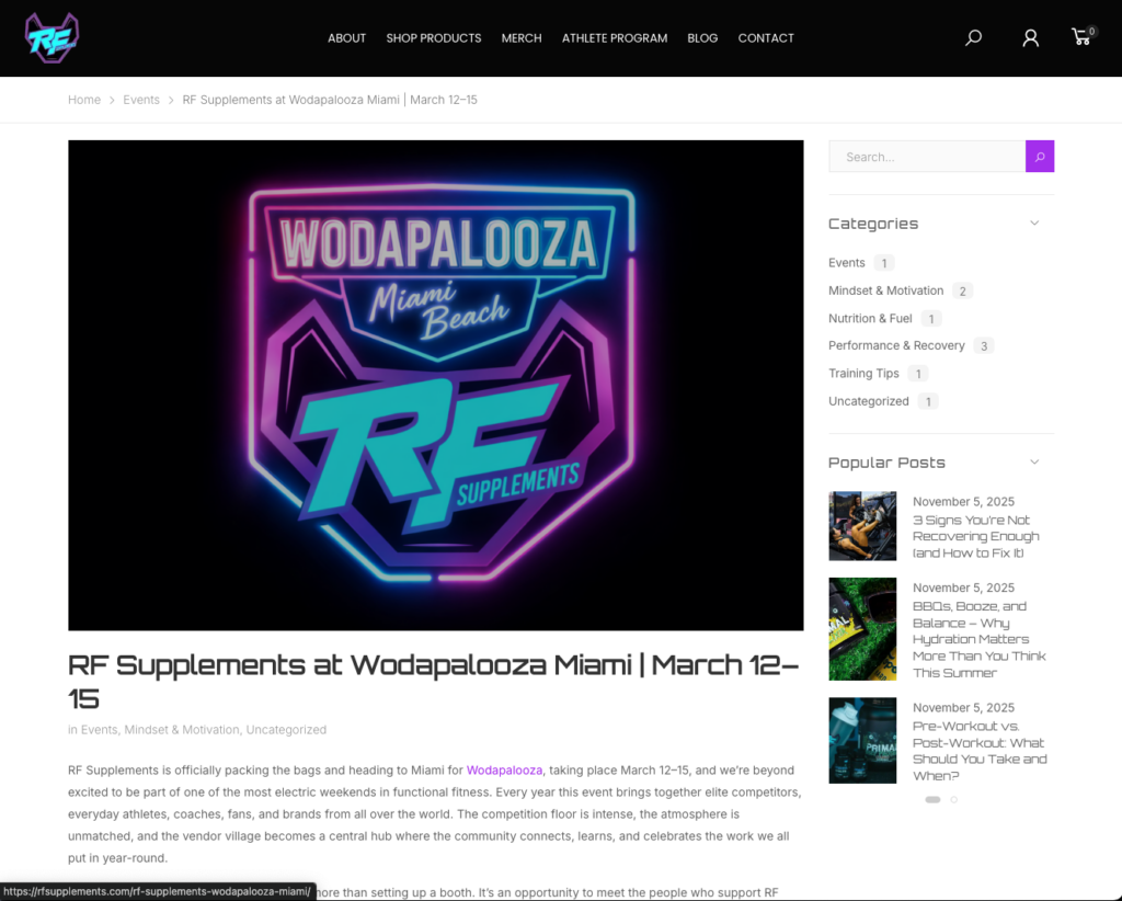 RF Supplements website project view 5