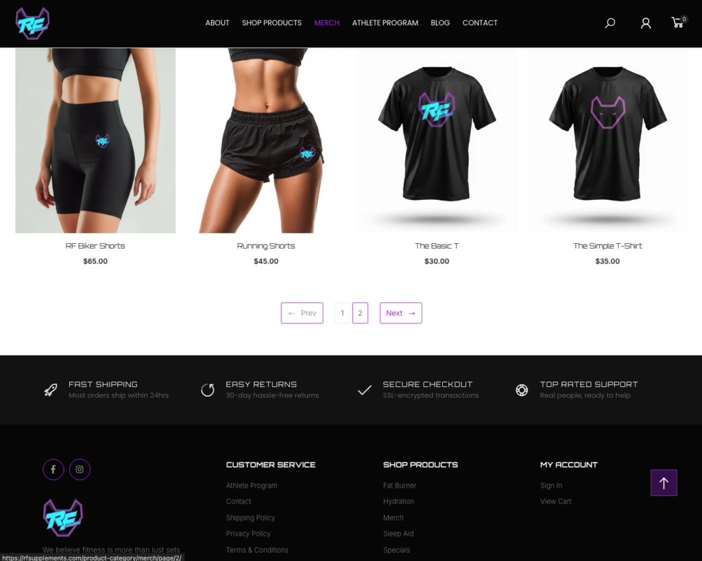 RF Supplements website project view 6