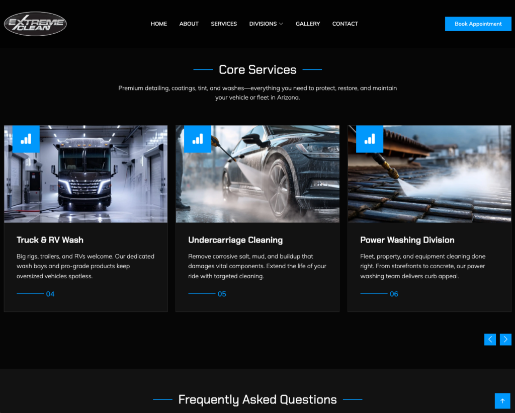 Extreme Clean website project view 2