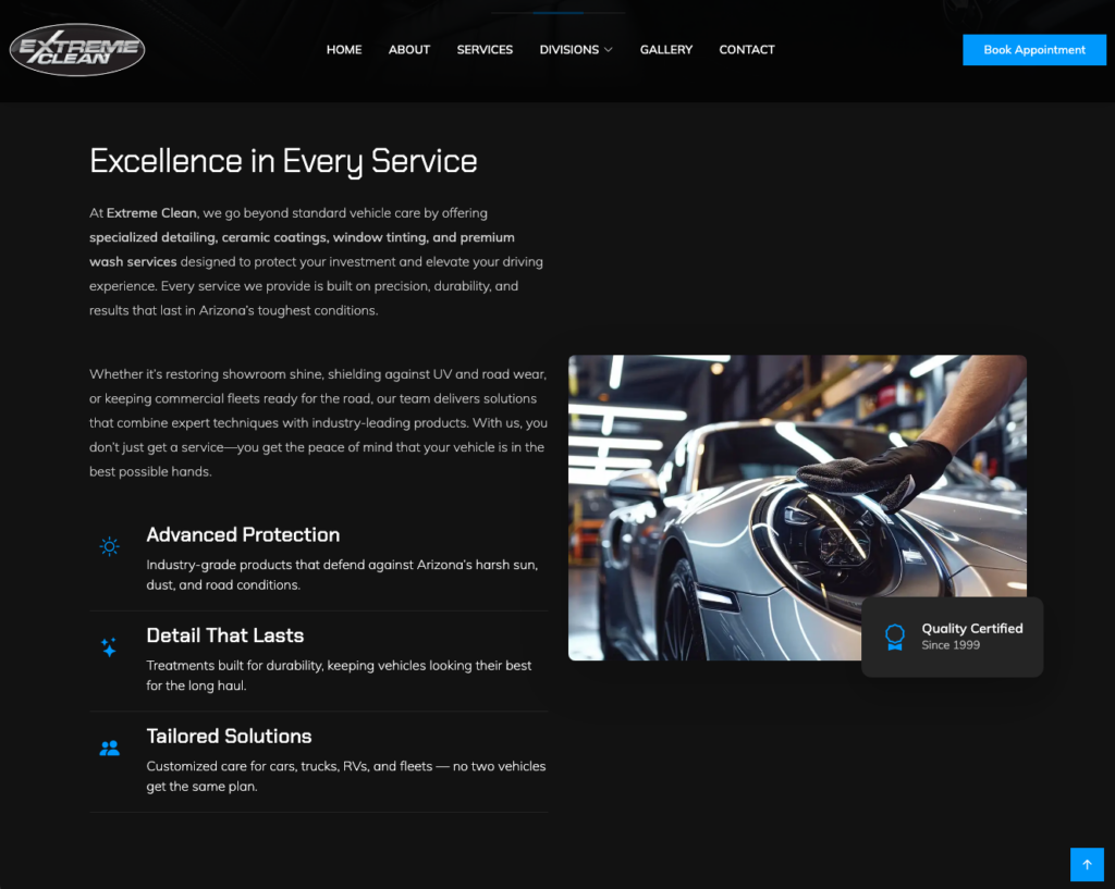 Extreme Clean website project view 3