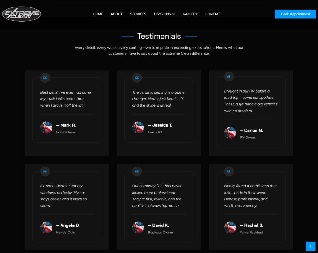 Extreme Clean website project view 6