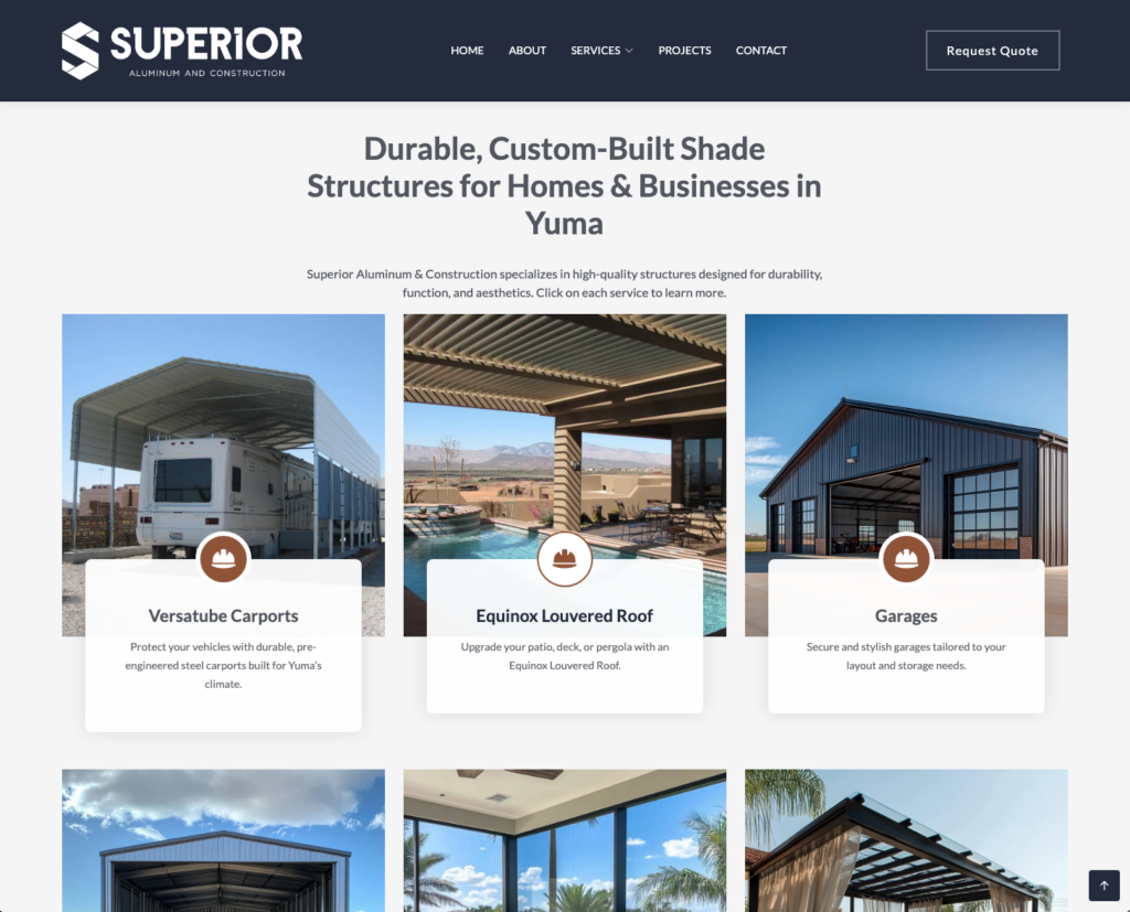 Superior Awning website project view 2