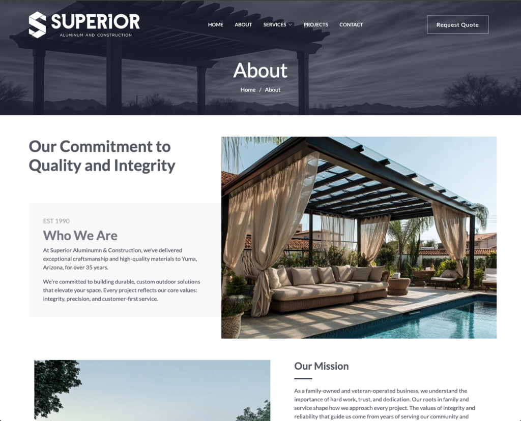 Superior Awning website project view 3