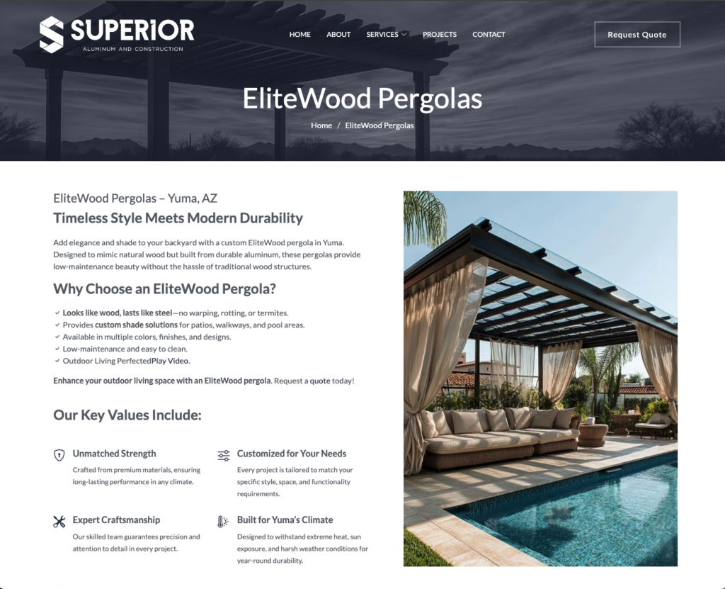 Superior Awning website project view 4