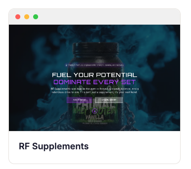 GSL Design portfolio card for RF Supplements.